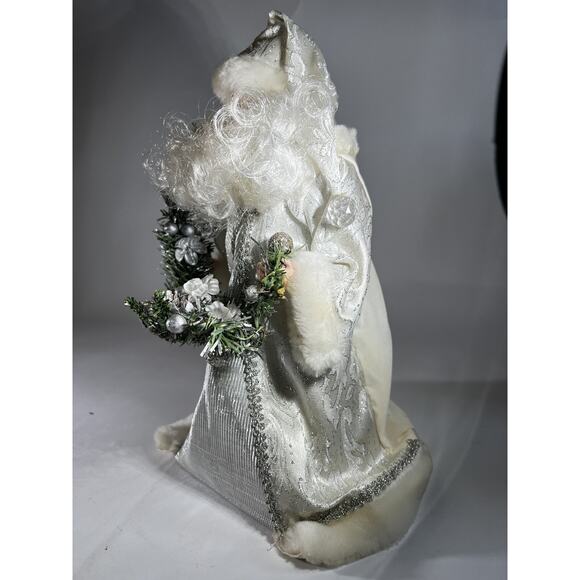 Vintage Father Christmas Tree Topper Santa Porcelain Head Hands Silver Crystal - Picture 3 of 16